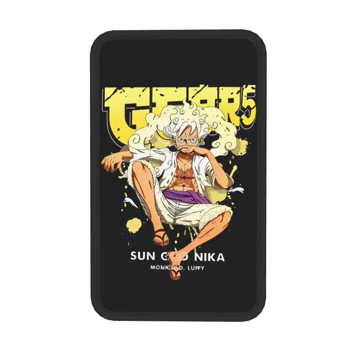 One Piece Armlehnenbezug – Silhouette von Luffy Gear 5 (Gelb-schwarzes Design)