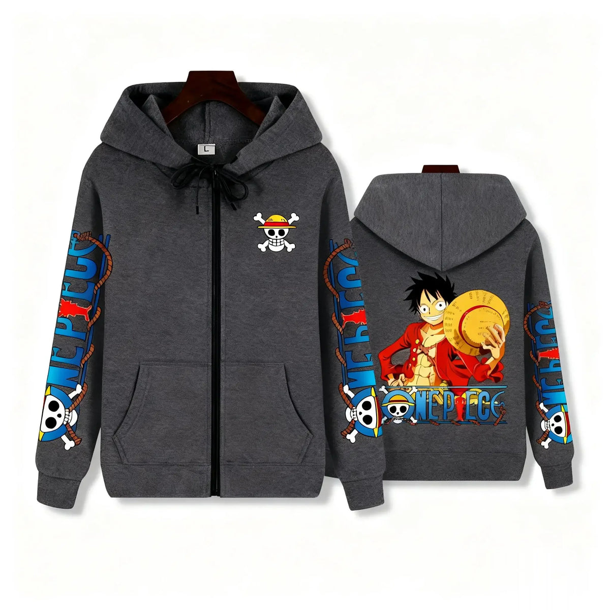 Schwarzer One Piece-Kapuzenpullover – Monkey D. Luffys Hut