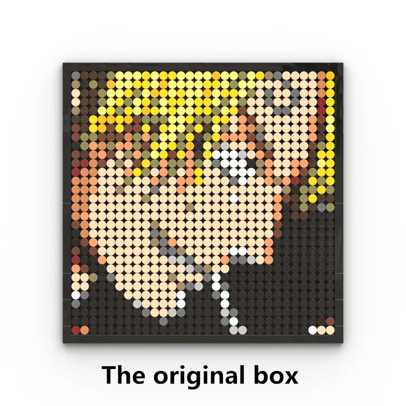 One Piece Pixel-Art-Mosaikbild – Porträt von Roronoa Zoro (Bausteine)