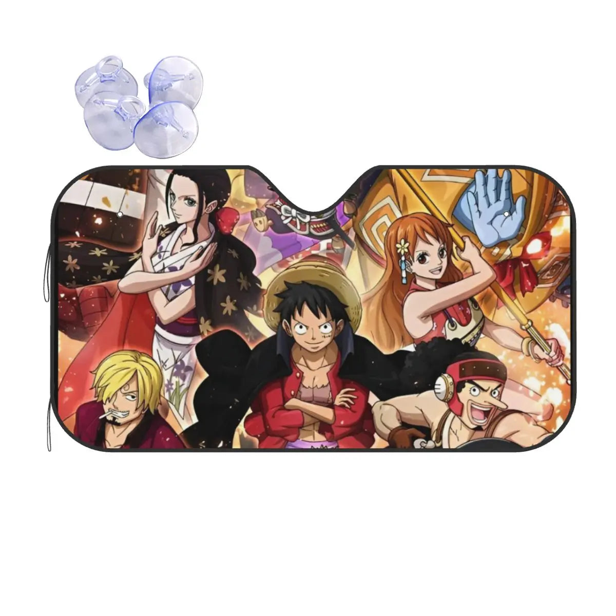 One Piece-Auto-Sonnenschutz – Kampfszene mit der gesamten Crew