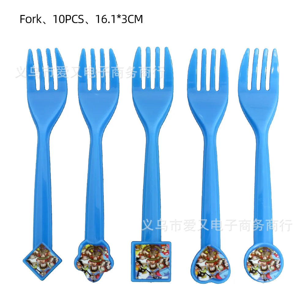 Lot de Fourchettes One Piece - Couverts de Fête Thématiques (Bleu)