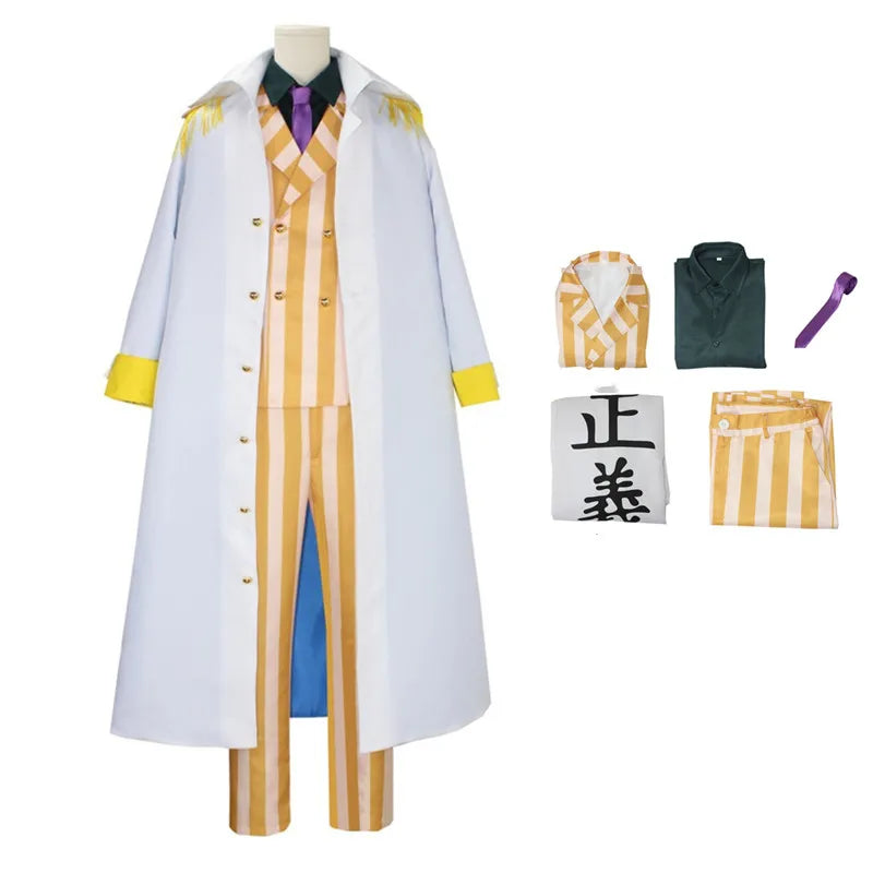 One Piece Cosplay-Kostüm – Marineadmirals-Outfit (Mantel „Gerechtigkeit“)