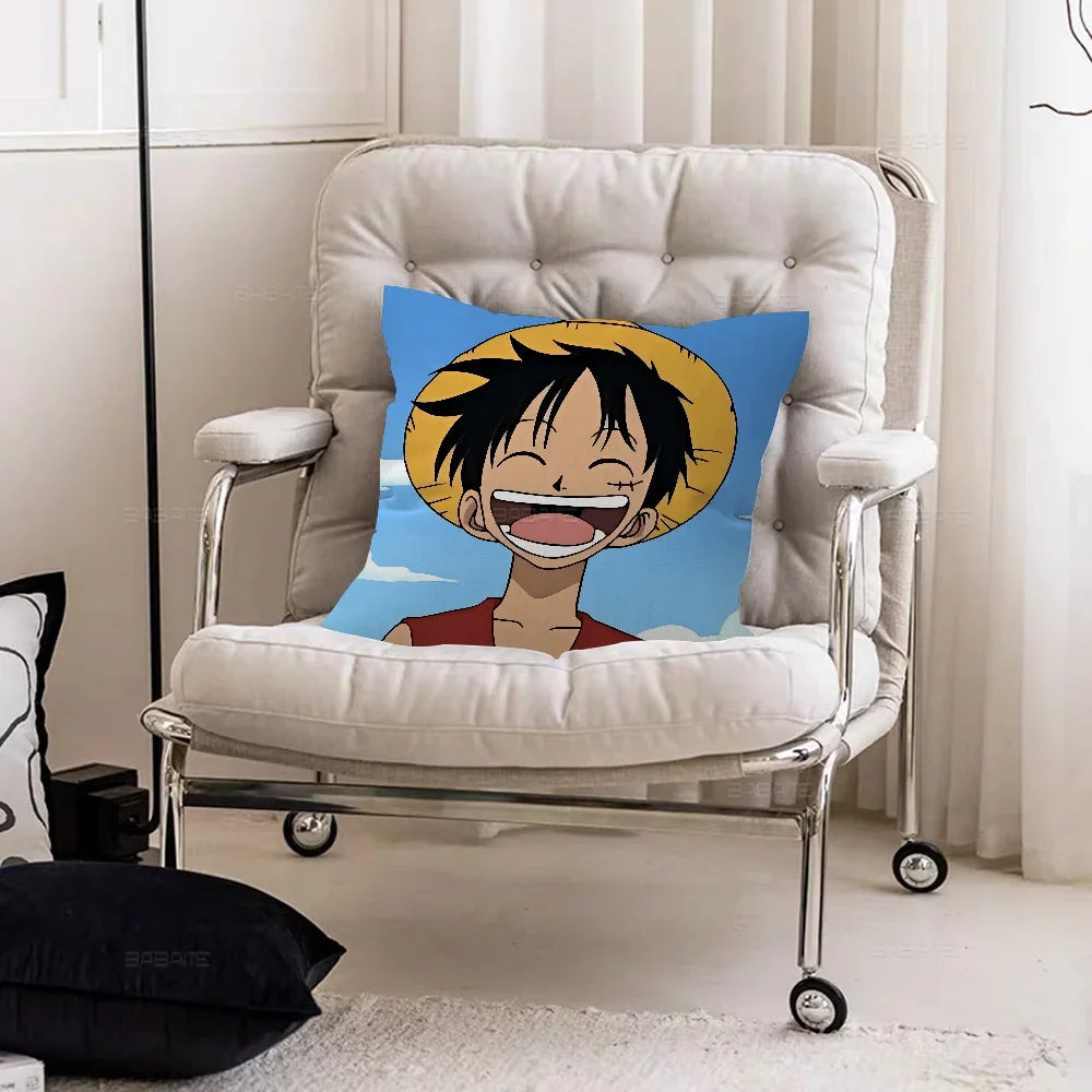 One Piece Kissenbezug – Porträt des lächelnden Monkey D. Ruffy