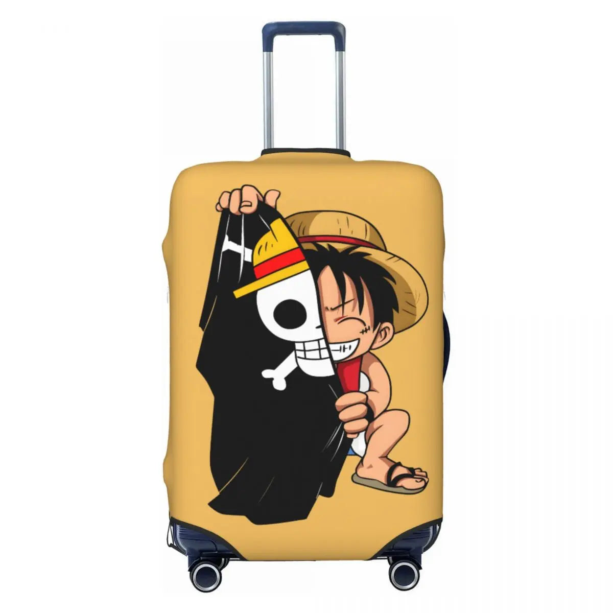 One Piece-Kofferhülle – Luffy mit „D“-Aufschrift (gelber Hintergrund)