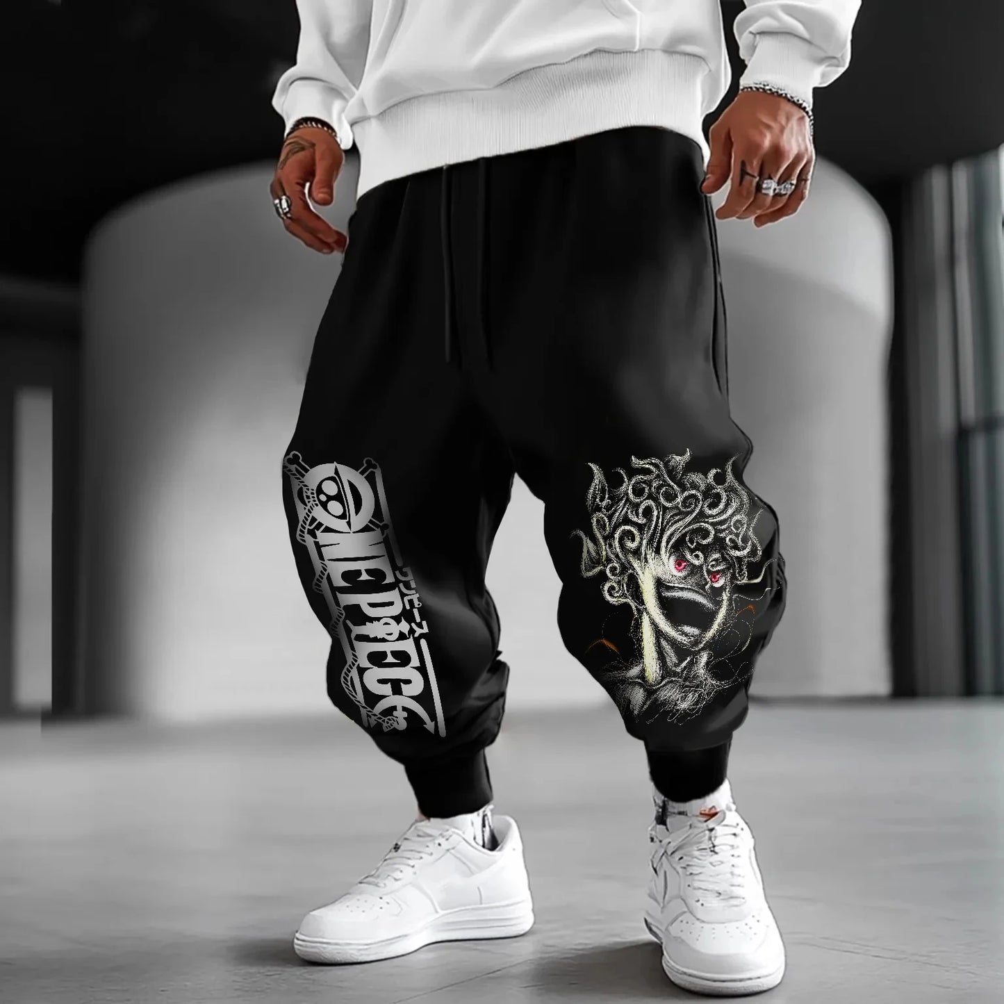 Jogging One Piece - Design Portrait Luffy & Manga (Noir)