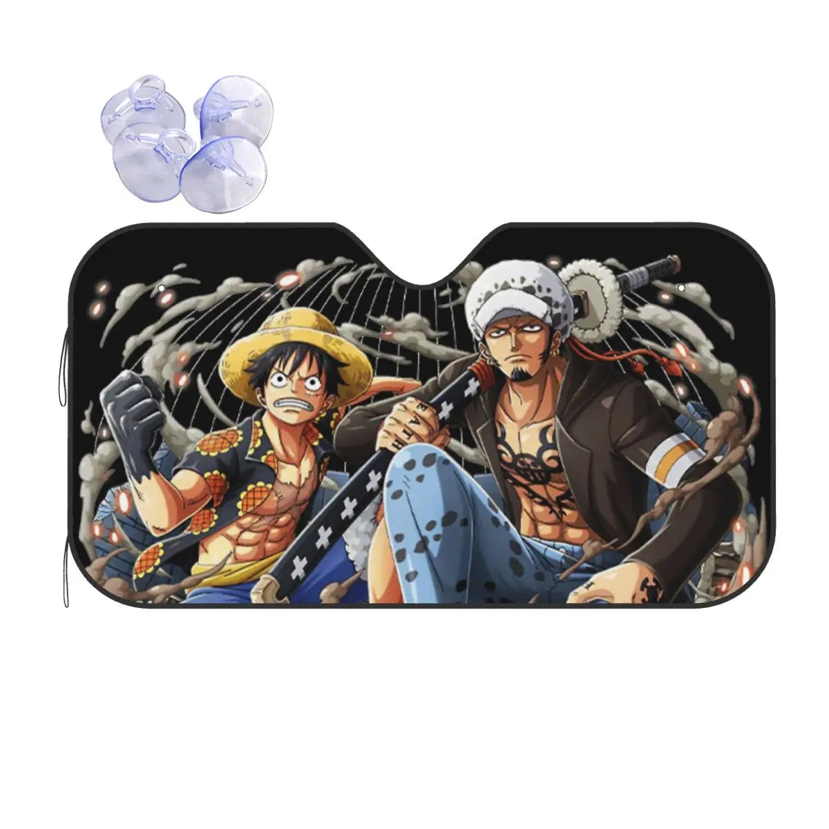 One Piece-Auto-Sonnenblende – Porträt des Cyborgs Franky (Seitenscheibe)