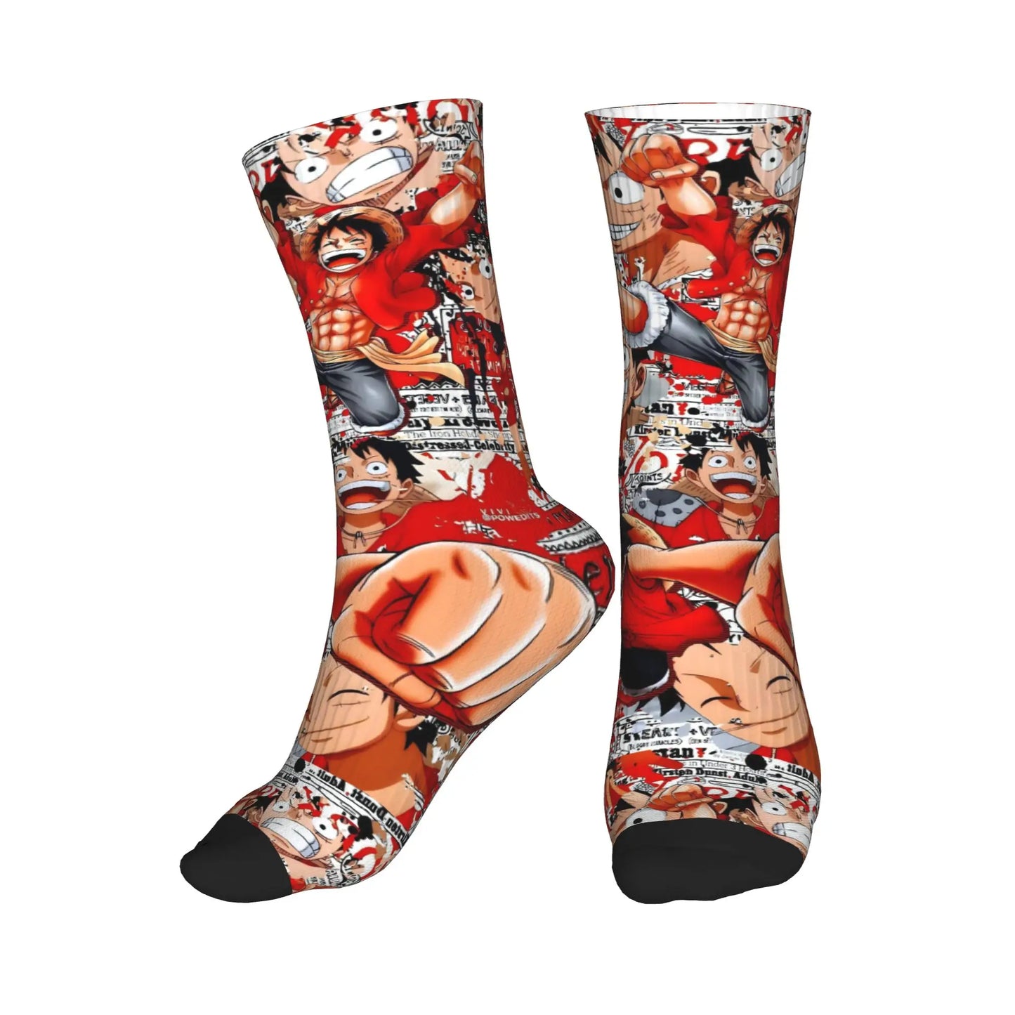 Chaussettes One Piece - Luffy Collage Rouge