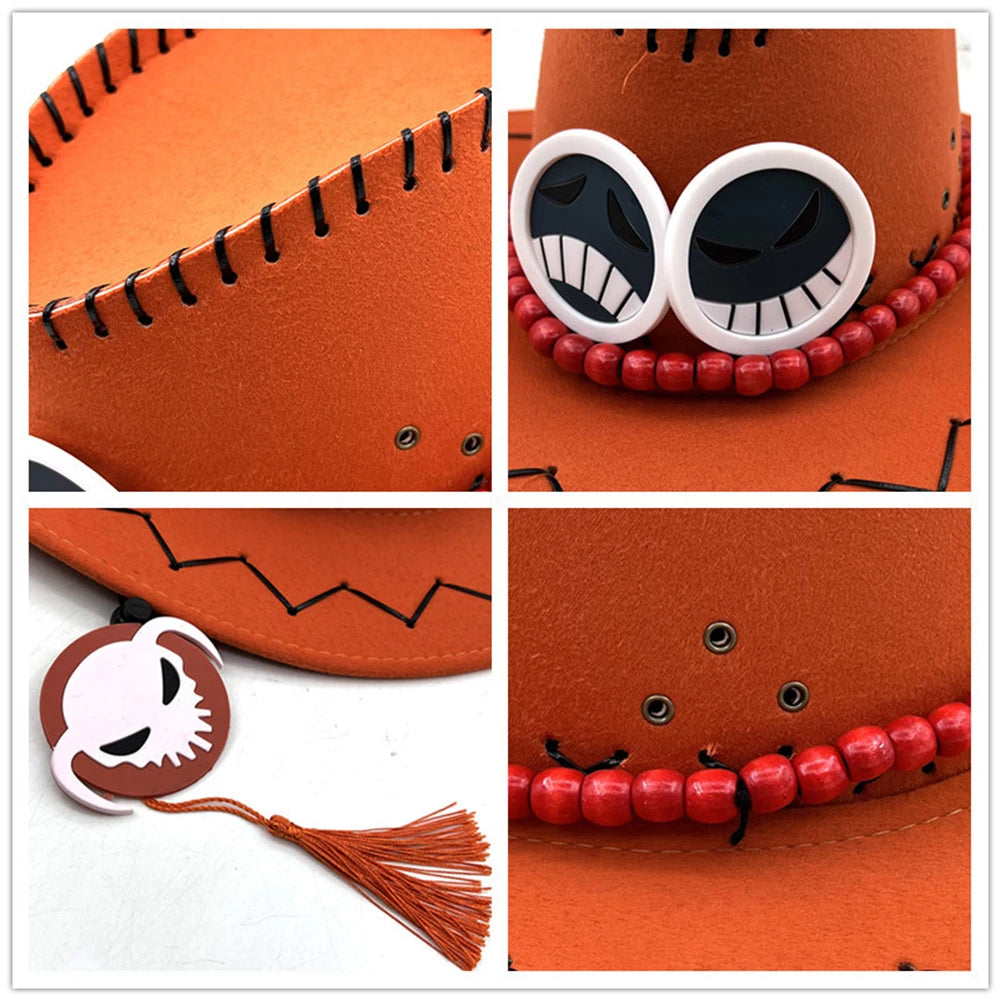 Chapeau Ace One Piece - Feutre Orange et Badges