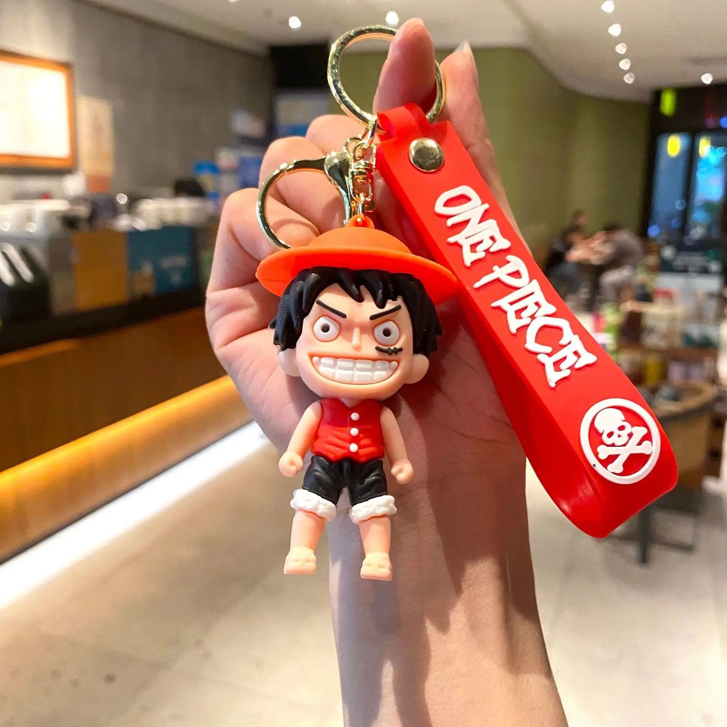 Porte-Clés One Piece Cartoon – Luffy Fond Rouge