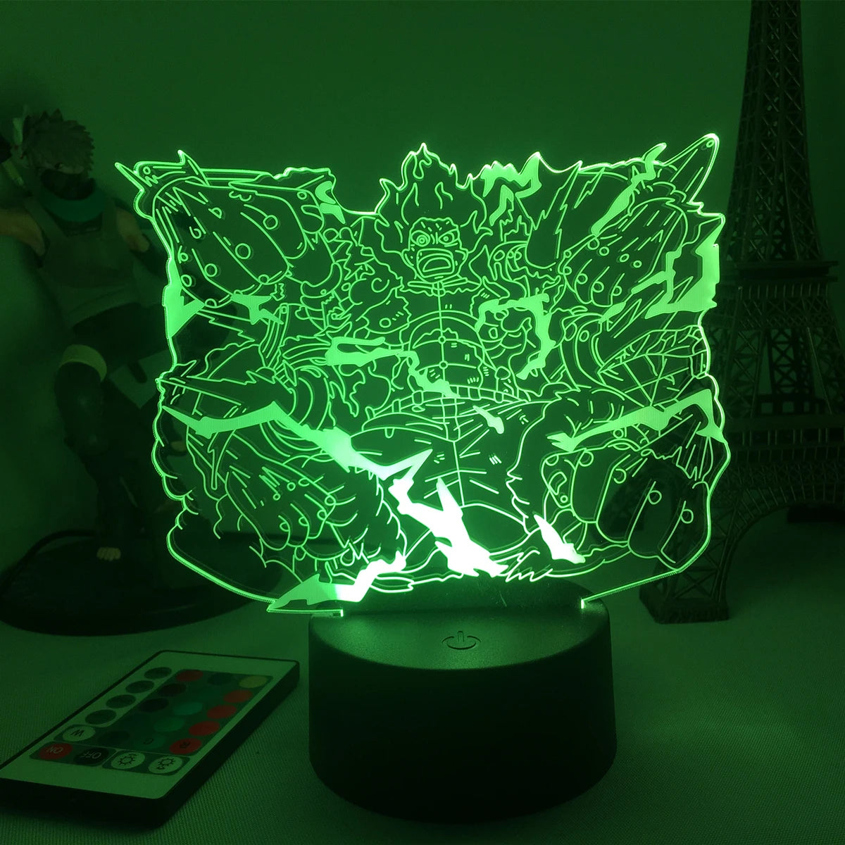 One Piece LED-Lampe – Roronoa Zoro mit drei Schwertern (Grün)