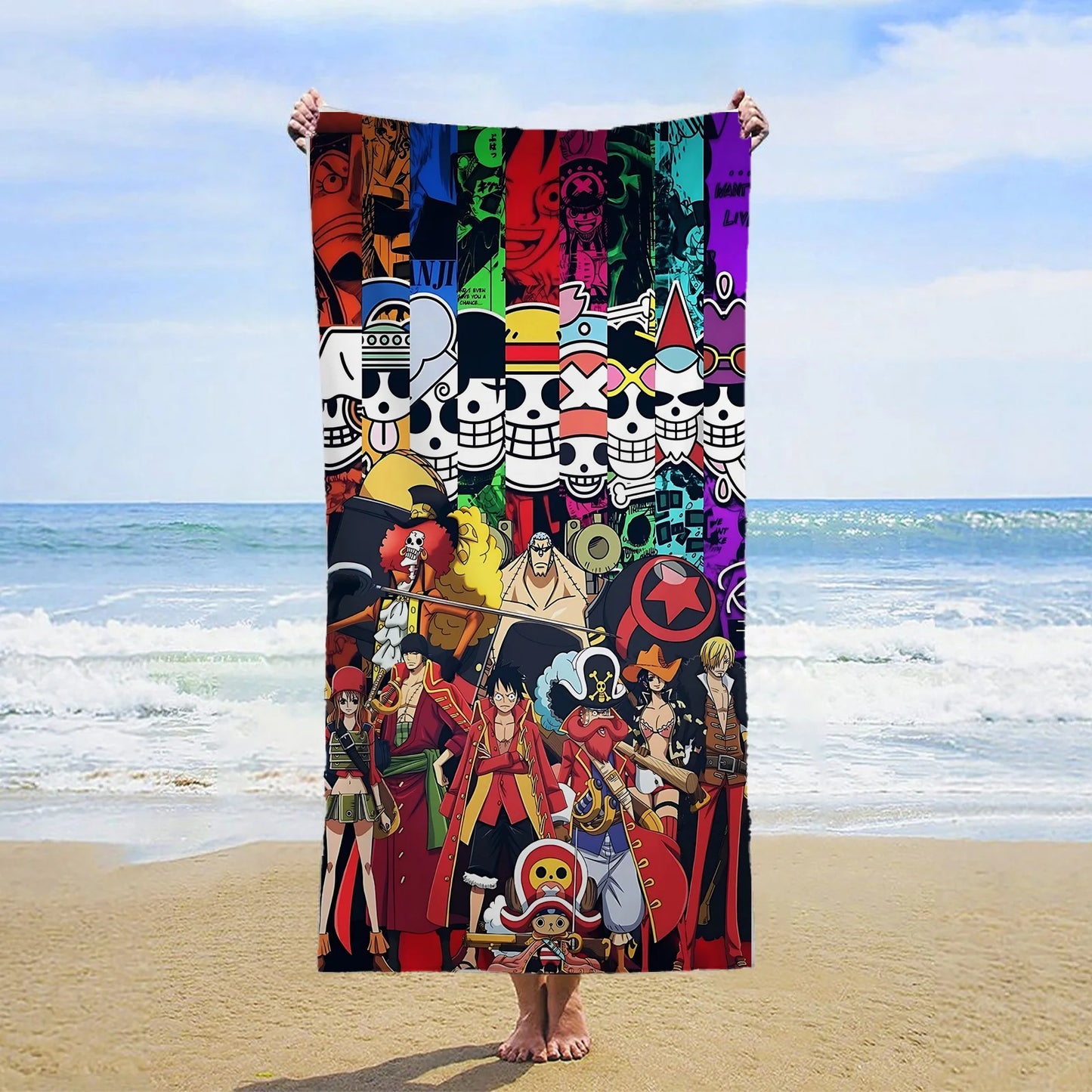 One Piece-Strandtuch – Charaktere im Stil von Wano Kuni