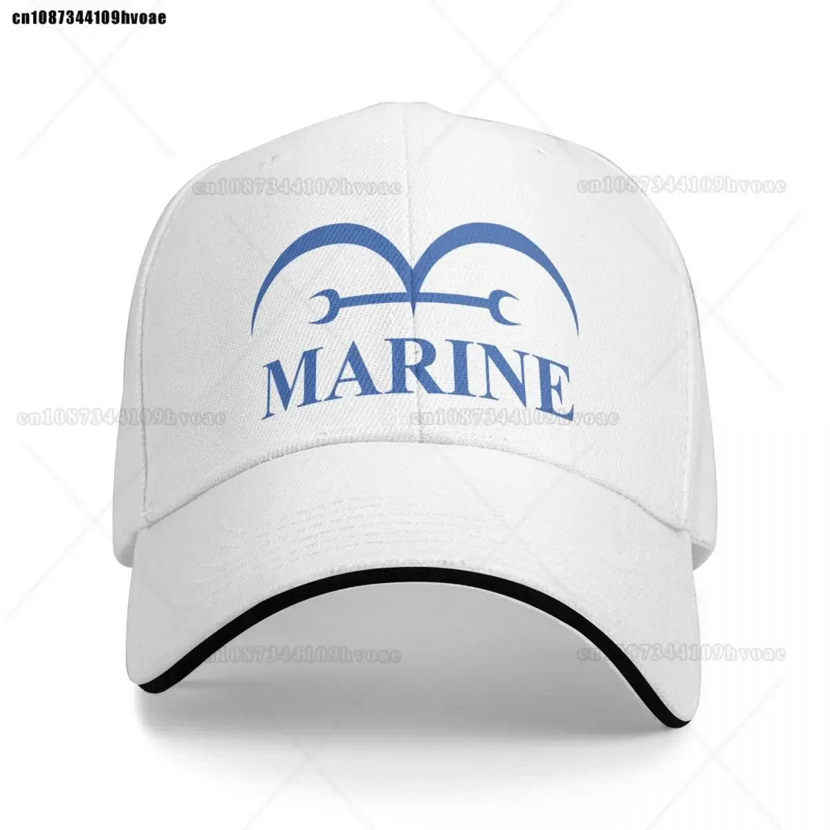 One Piece-Marinekappe – Reinweiß (aufgesticktes Logo)