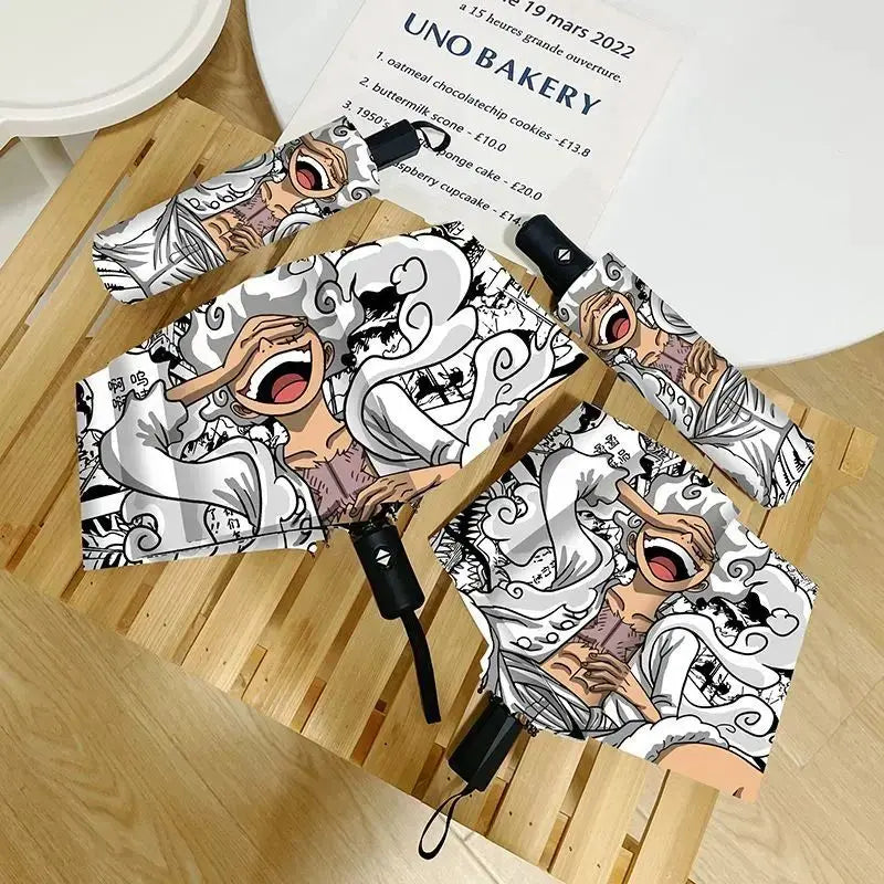 One Piece-Regenschirm – Manga-Motiv „Wanted“ (Schwarz-Weiß)