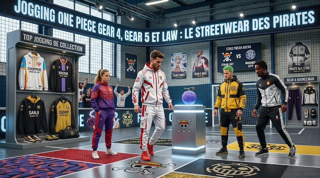 Jogging One Piece Gear 4, Gear 5 et Law : le streetwear des pirates