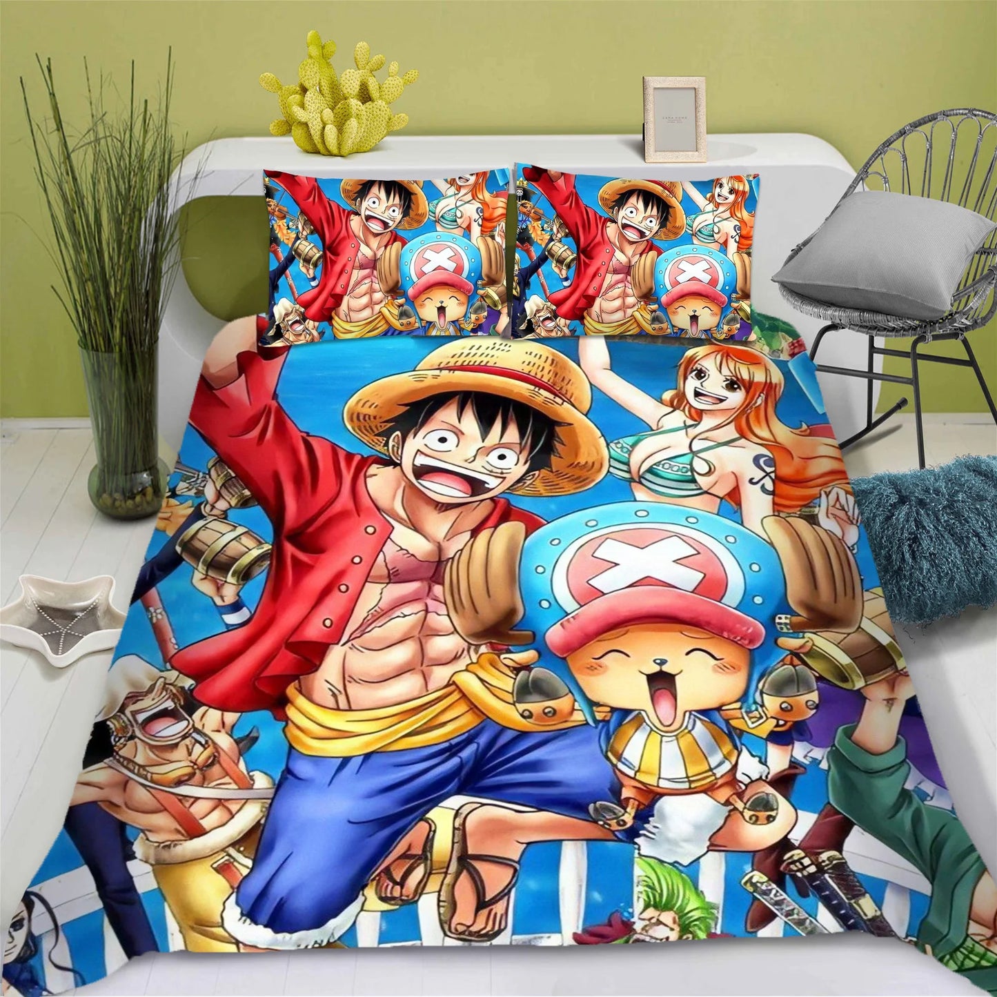 One Piece Bettwäsche-Set – Luffy & Tony Tony Chopper (Niedlich)