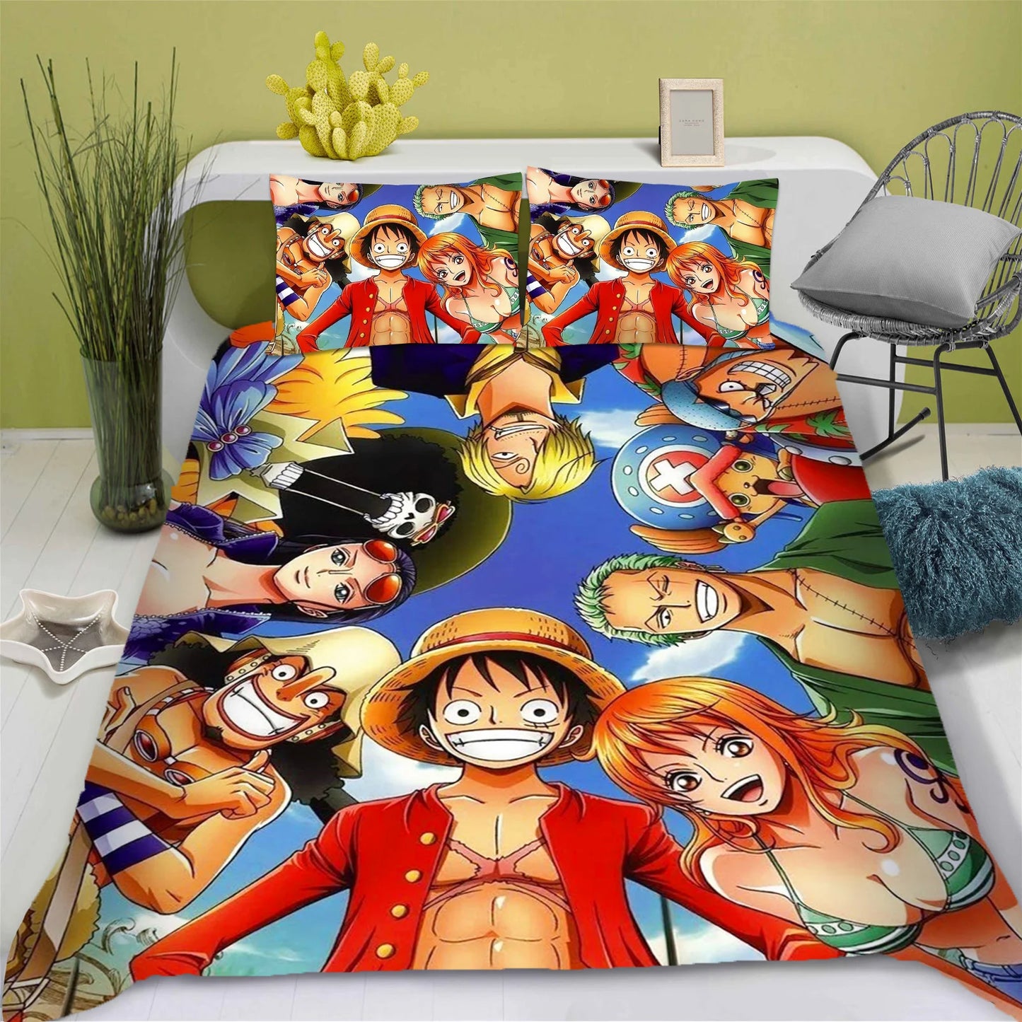 One Piece Bettwäsche-Set – Porträt von Monkey D. Ruffy (Klassisch)