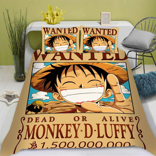One Piece Bettwäsche-Set – Gesuchter Monkey D. Ruffy (1,5 Milliarden)