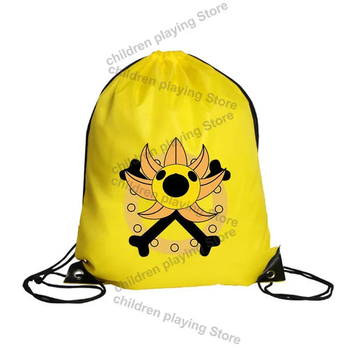 One Piece Turnbeutel – Gelbes Strohhut-Piratenemblem mit Totenkopf