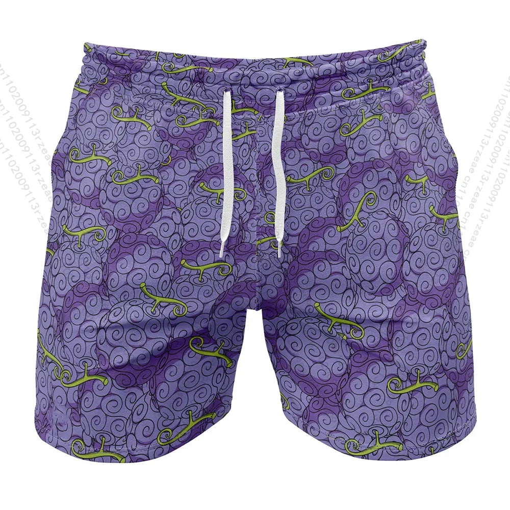 Maillot de Bain One Piece - Short de Bain Imprimé Fruits du Démon (Violet)