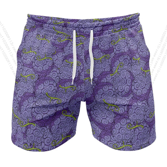Maillot de Bain One Piece - Short de Bain Imprimé Fruits du Démon (Violet)