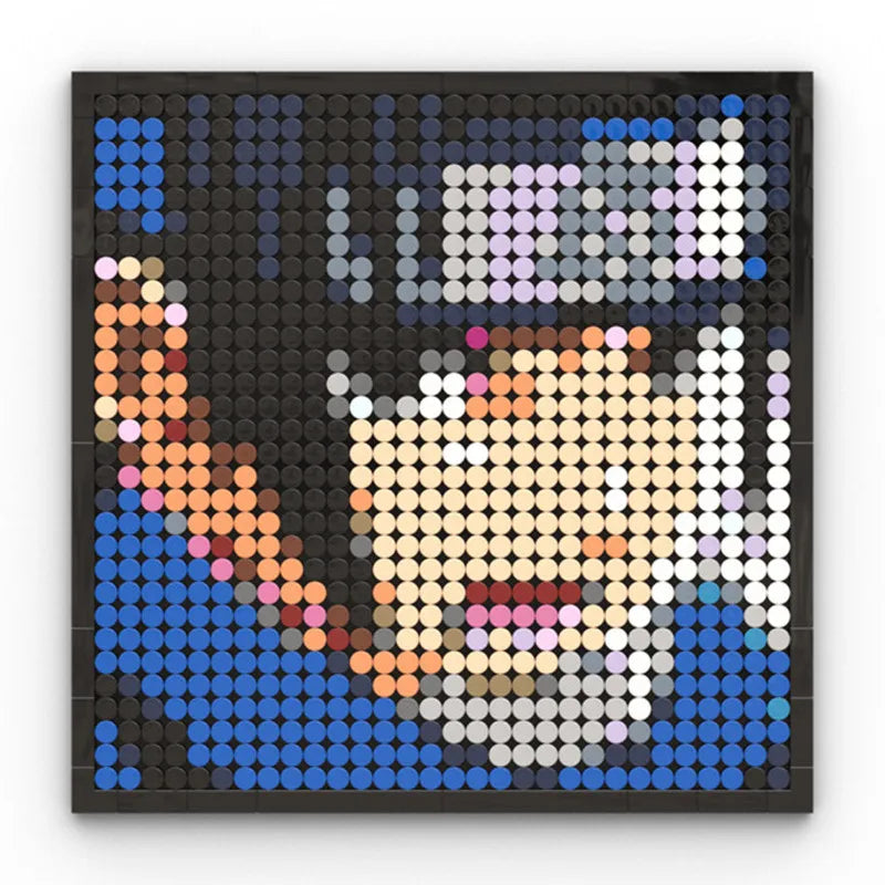 Tableau Mosaïque Pixel Art One Piece - Portrait Roronoa Zoro (Briques)