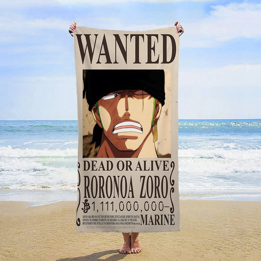 One Piece-Strandtuch – Wanted-Poster von Lorenor Zorro (Porträt)