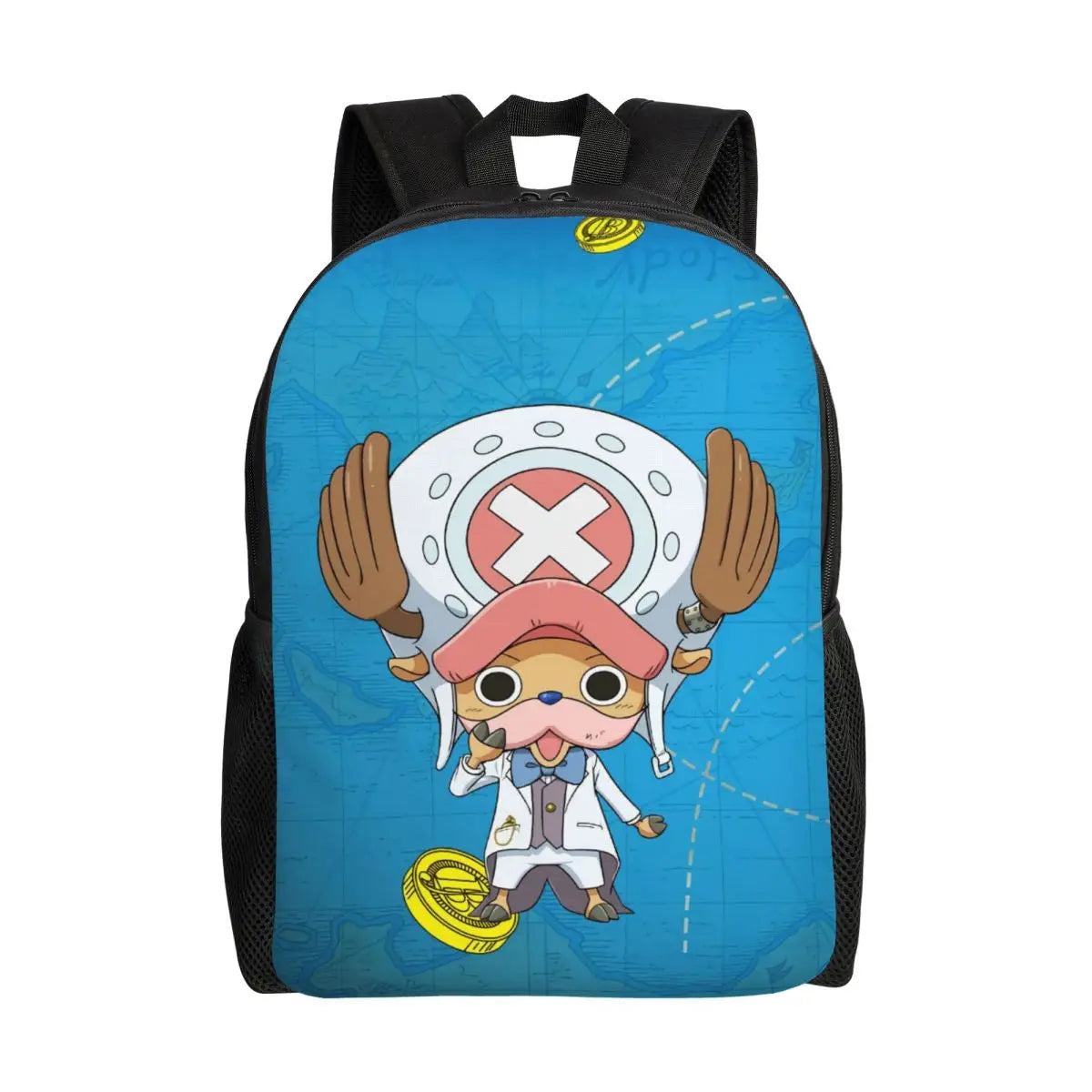 Tony Tony Chopper One Piece-Rucksack – Ikonischer blauer Hintergrund