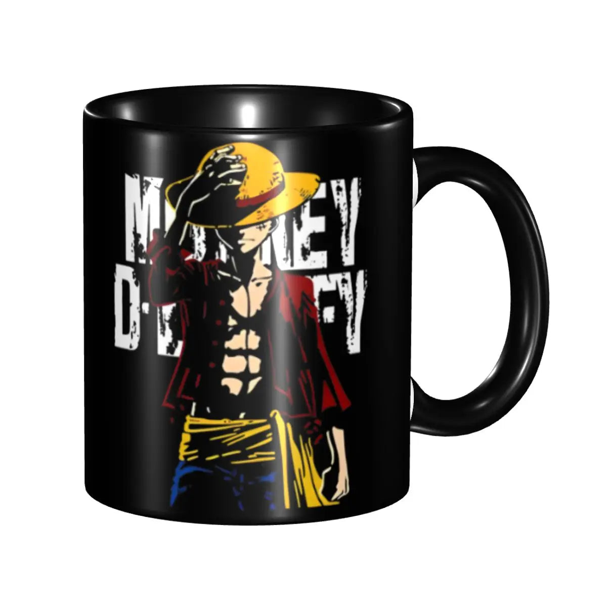 One Piece-Becher – Aufschrift „Monkey D. Ruffy“ und Holzgriff