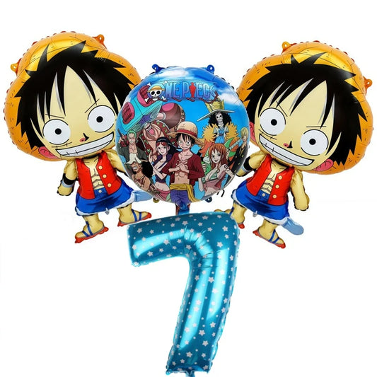Kit de Ballons One Piece - Décoration Anniversaire 7 ans (Luffy & Chiffre Bleu)
