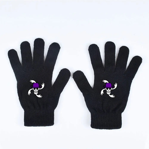 One Piece-Handschuhe – Piratenschädel mit violetten Augen