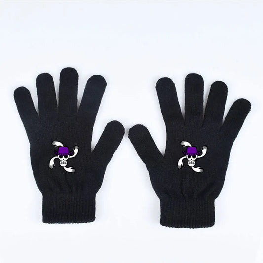 One Piece-Handschuhe – Piratenschädel mit violetten Augen