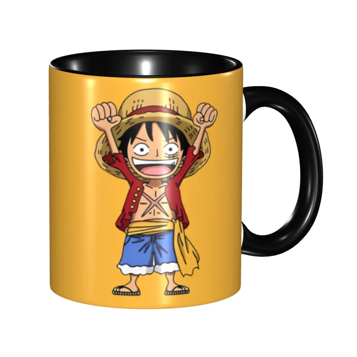 One Piece Tasse – Monkey D. Ruffy, Sieg (Gelber Hintergrund)