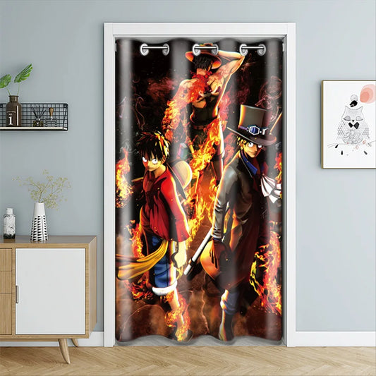 One-Piece-Türvorhang – Portgas D. Ace „Feuerfaust“ (vertikales Design)