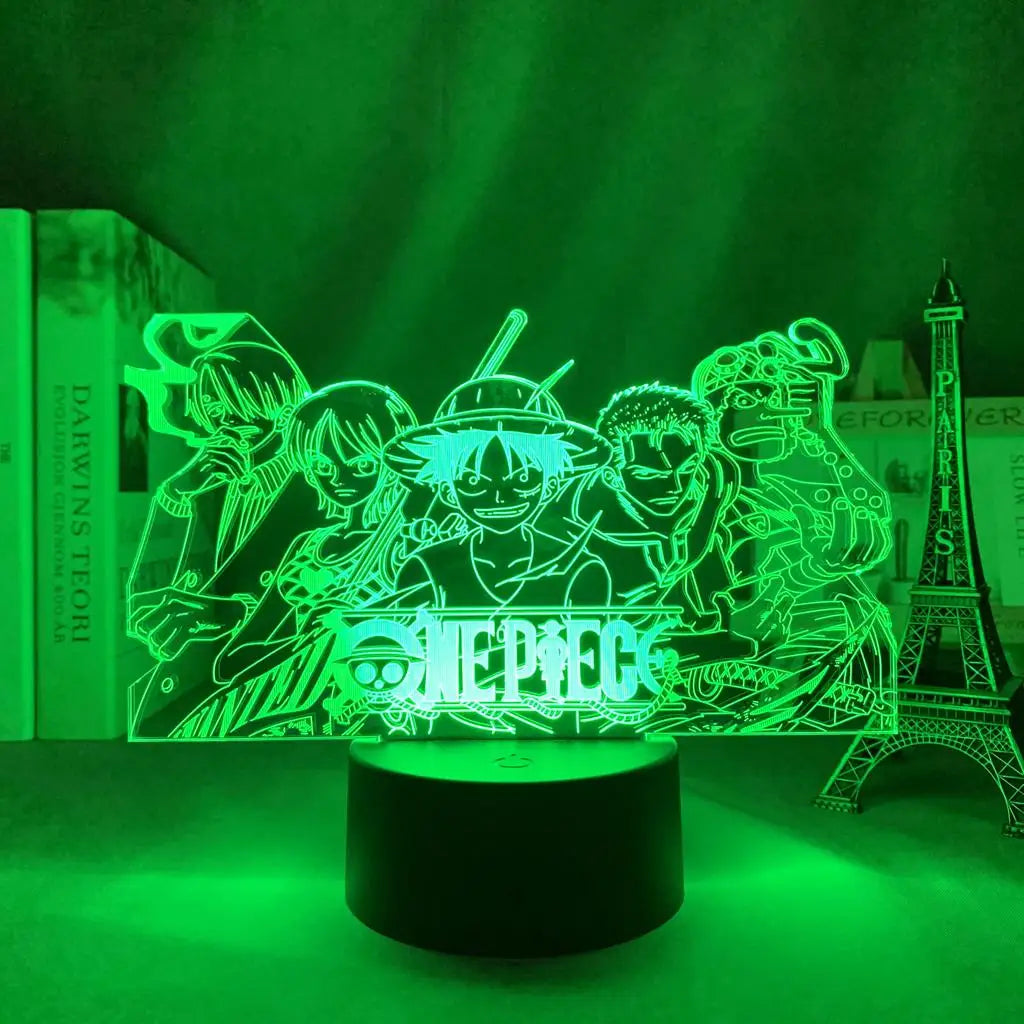 One Piece LED-Nachtlicht – Logo der Heart-Pirates-Crew (Blau)