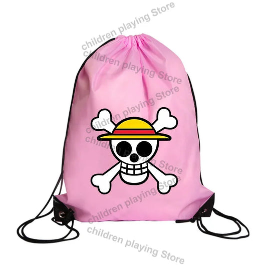 One Piece Turnbeutel – Rosa Strohhut-Piratenemblem