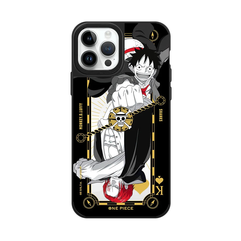 Coque iPhone One Piece – Monkey D. Luffy Illustration Dorée