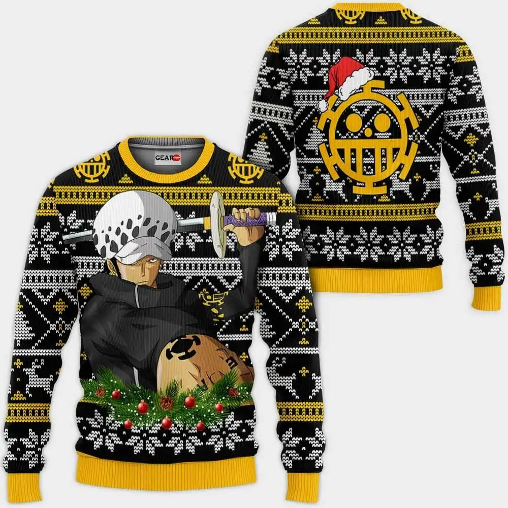 Pull  One Piece - Design Trafalgar Law & Jolly Roger (Noir)