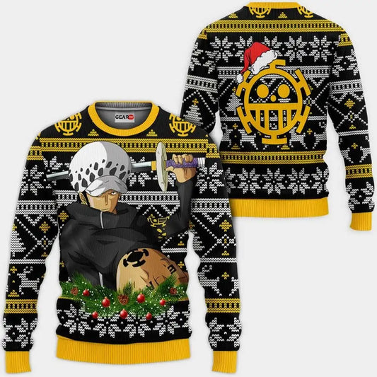 Pull  One Piece - Design Trafalgar Law & Jolly Roger (Noir)