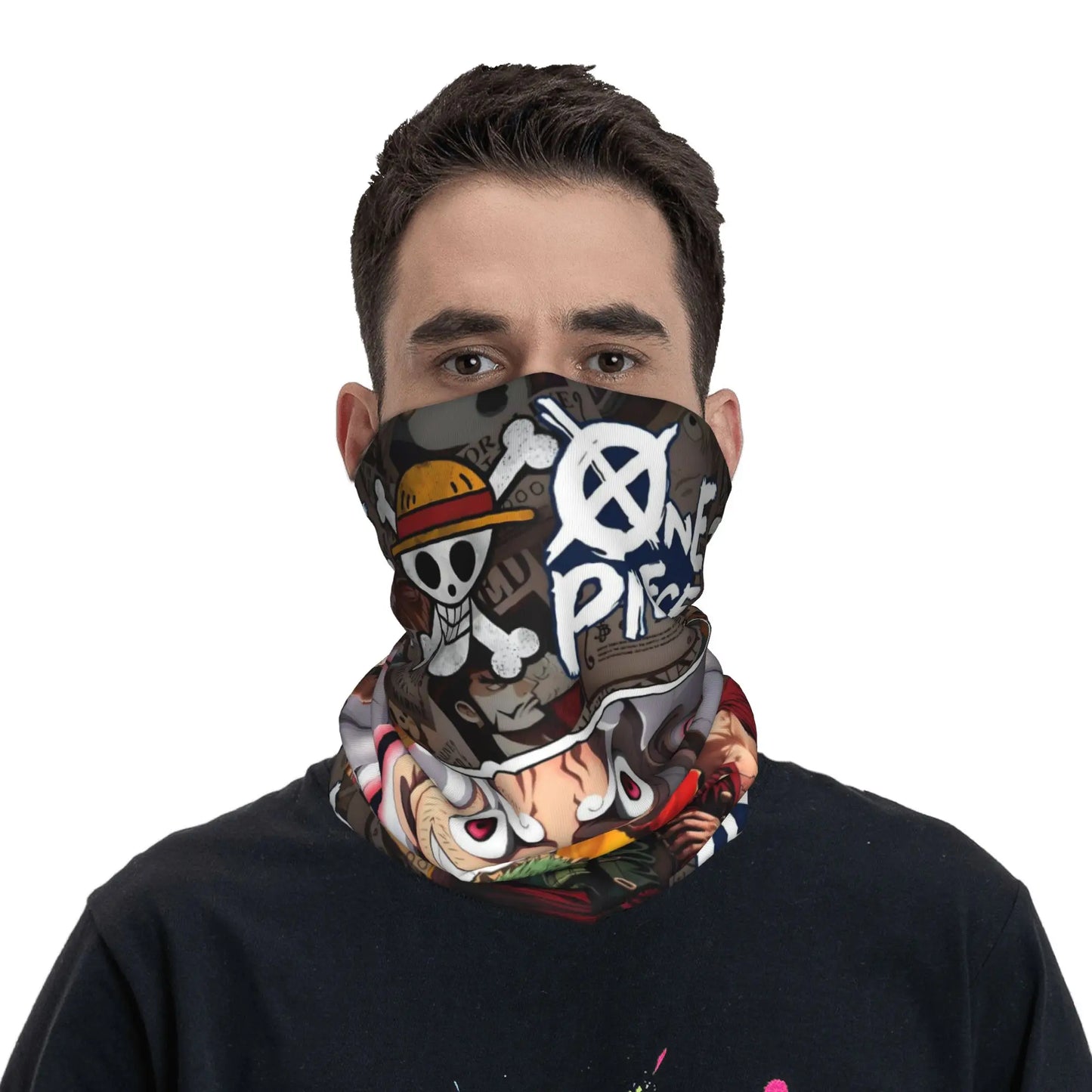 One Piece-Bandana – Schwarz-weiße Logos