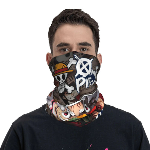 One Piece-Bandana – Schwarz-weiße Logos