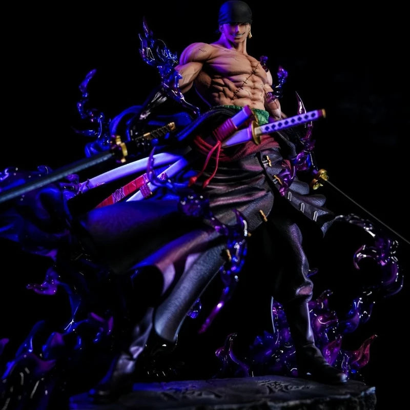 Figurine One Piece - Roronoa Zoro Triple Sabres (Effets de Flammes Bleues)