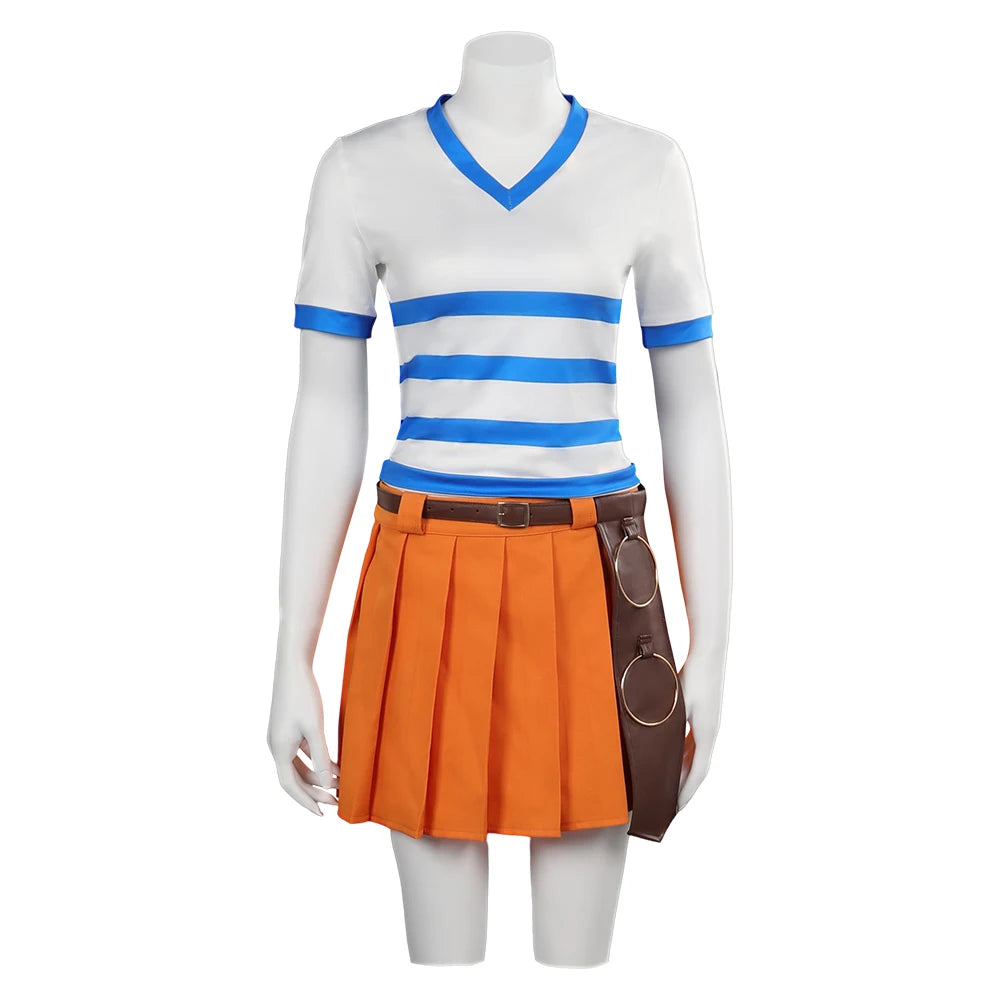 Costume Cosplay One Piece - Tenue Nami (Ensemble École avec Jupe)