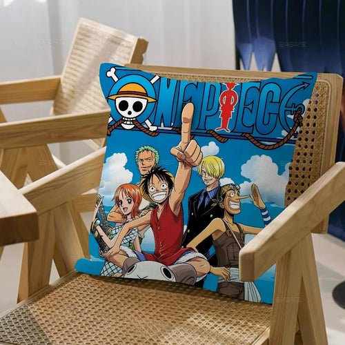 One Piece Kissenbezug – Klassisches Anime-Logo & Crew