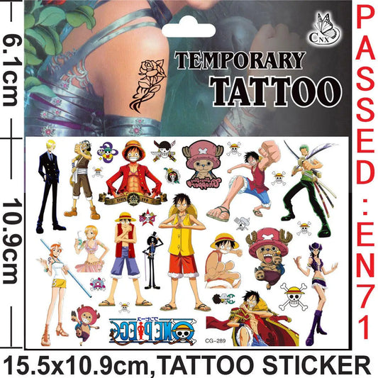 Planche de Tatouages Éphémères One Piece - Personnages Arc Wano