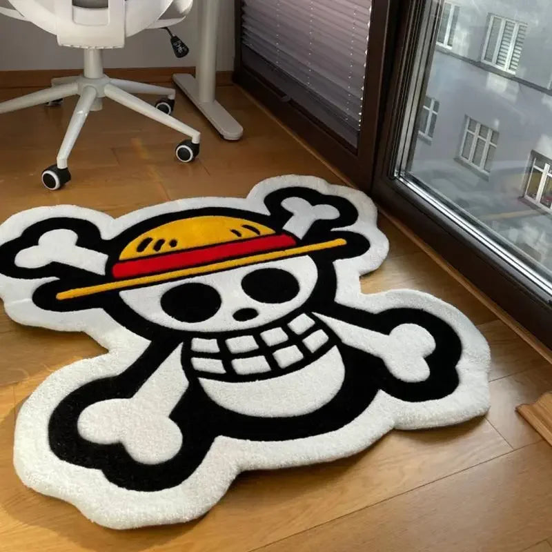 One Piece-Teppich – Jolly-Roger-Emblem der Strohhut-Bande (Rutschfester Fußabtreter)