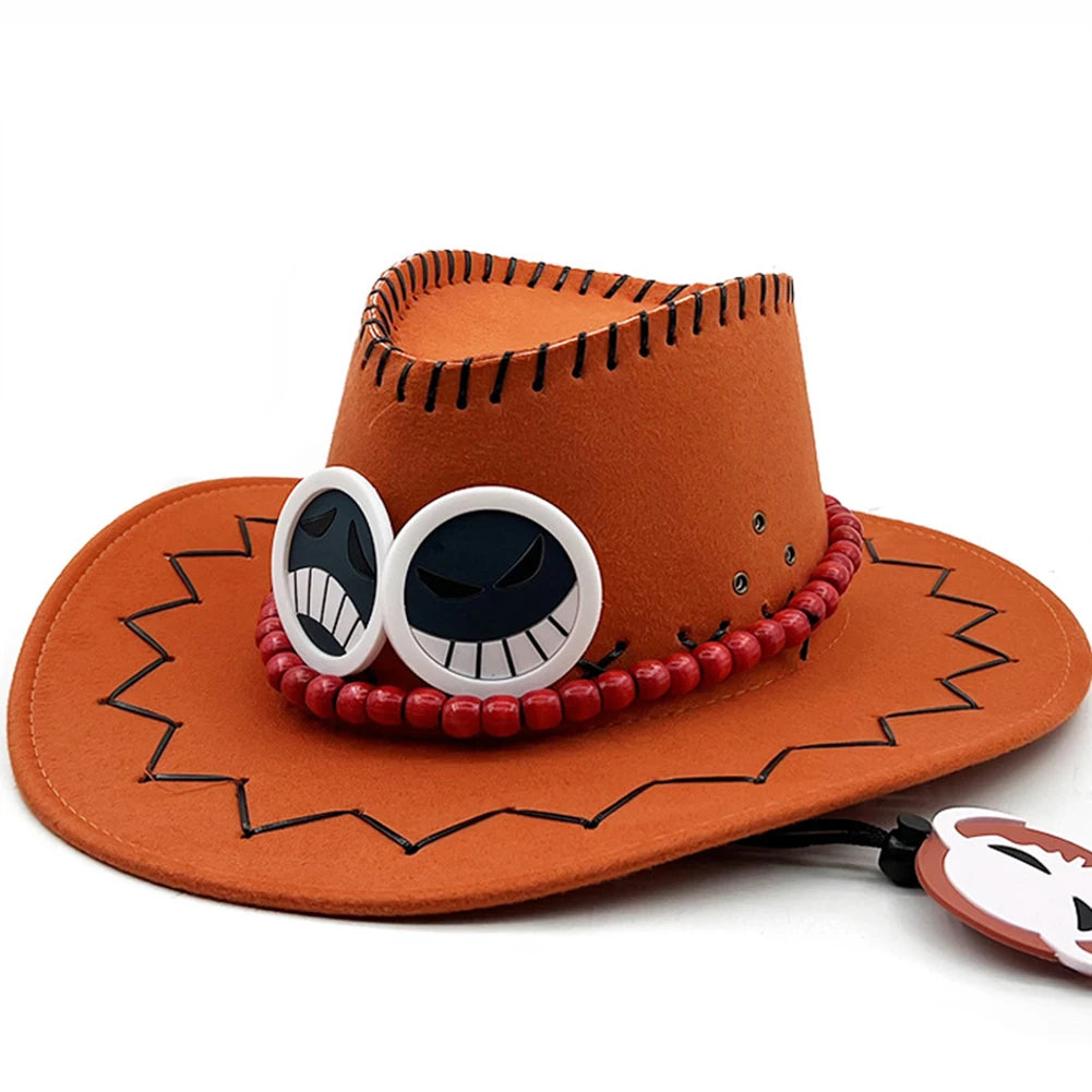 Chapeau Ace One Piece - Feutre Orange et Badges