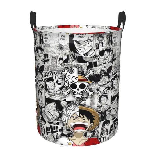 Wäschekorb One Piece – Design Ruffy Gear 5 „Skull“ Schwarz & Weiß