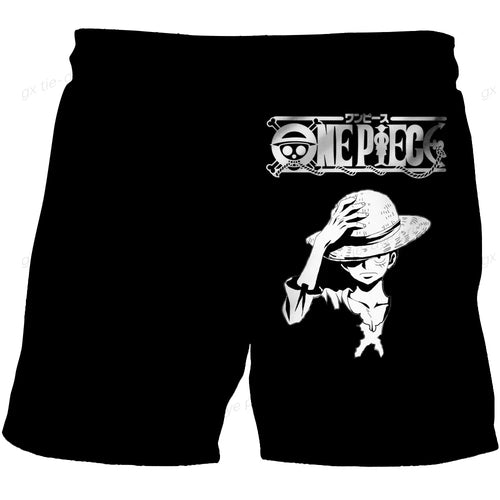 Short de Bain One Piece - Silhouette de Luffy Gear 5 (Design Noir)