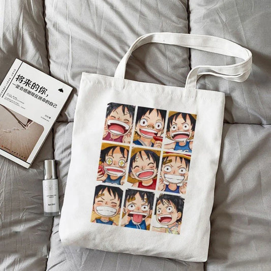 One Piece-Tragetasche – Mosaik aus Ruffys Gesichtern