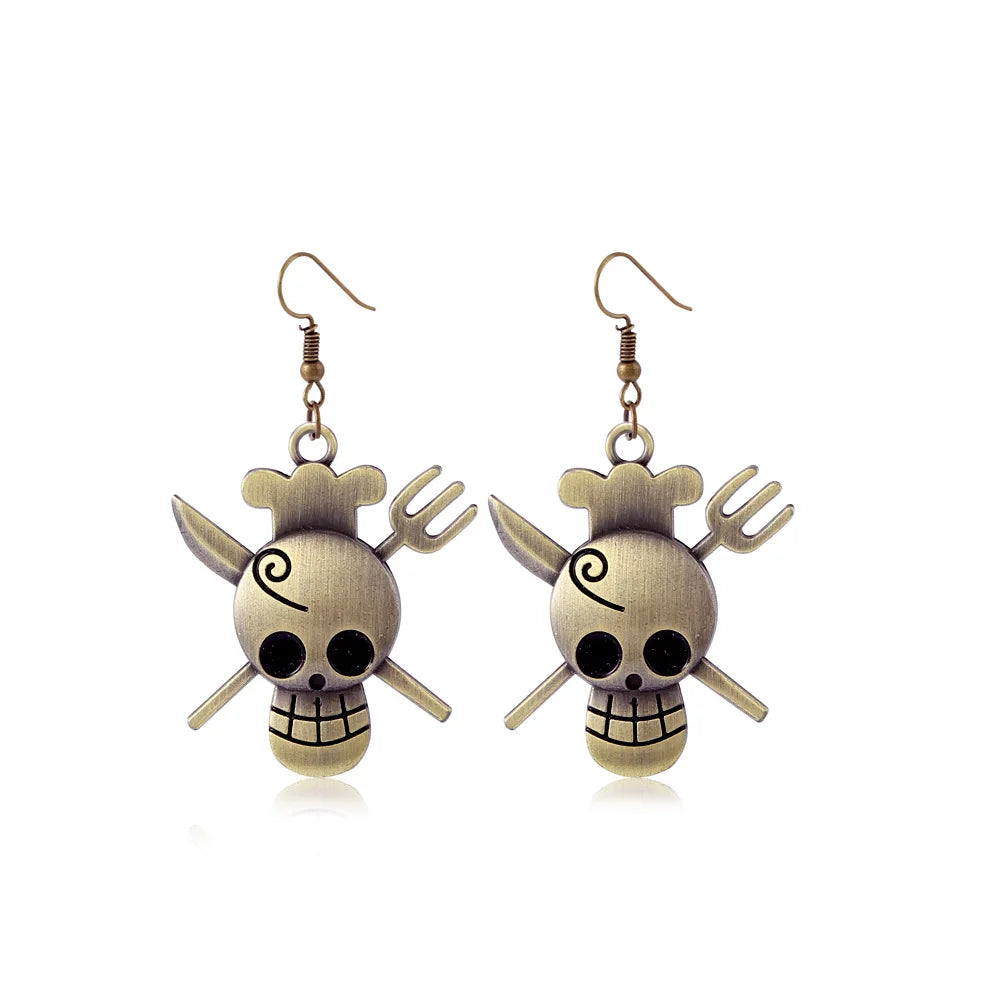 One Piece Ohrringe – Gekreuzte Schwerter & Kriegertotenkopf